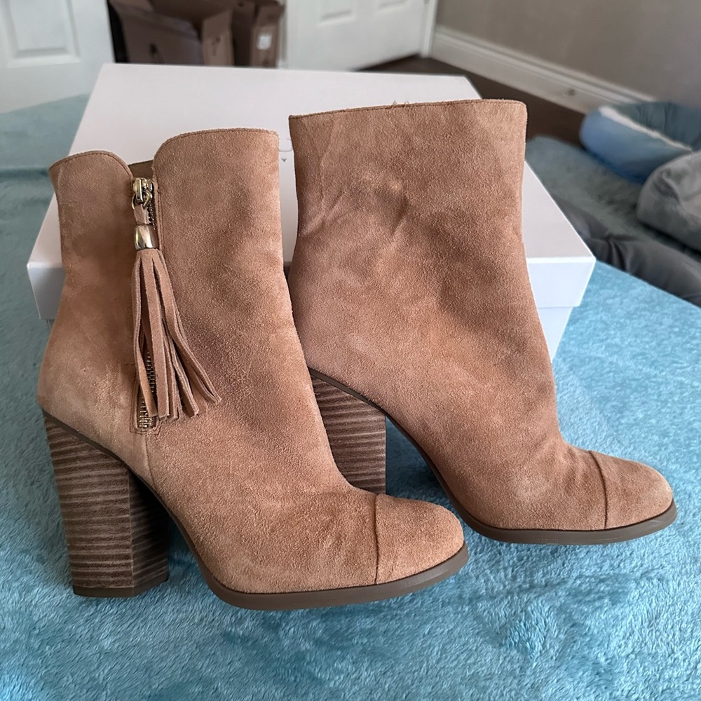 LUXE by JustFab suede leather Boots shoes GRIFFIN camel tan color size 9